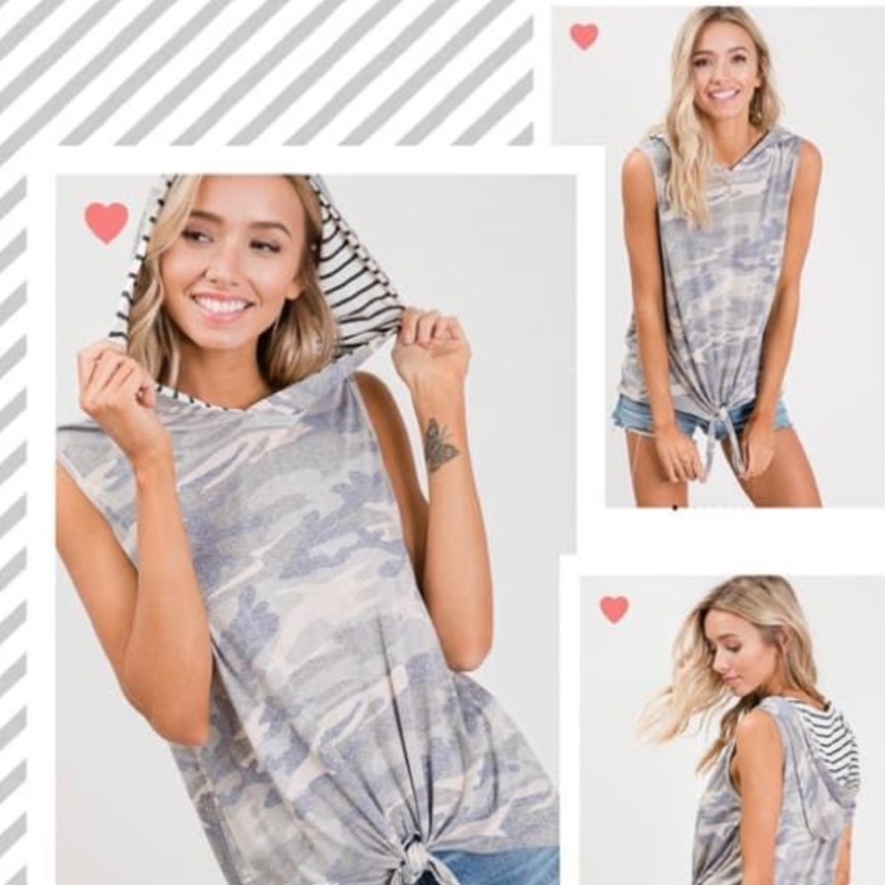 Camo Tie Front Hoodie